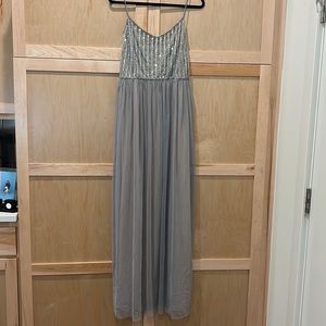 Adrianna Papell Blue Sequin and Tulle Gown